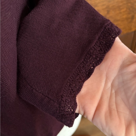 Moth Anthropologie Eggplant Aubergine Snap Front Lightweight Cotton Cardigan - Picture 7 of 10